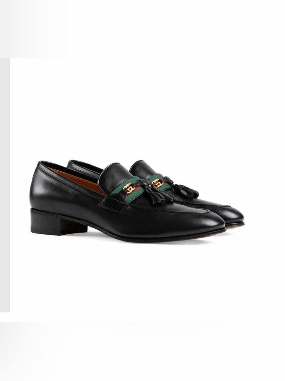 Gucci Black Leather Tassel Loafers 36.5